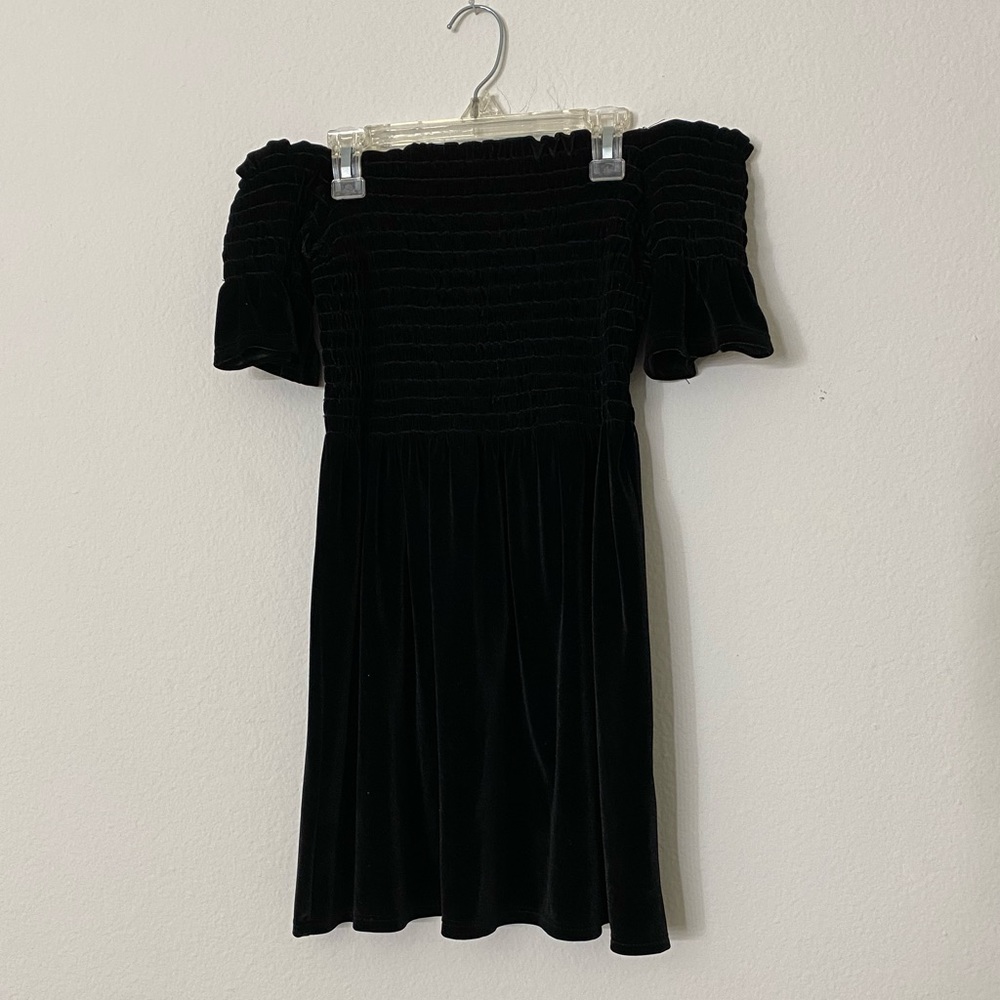 Strapless velvet mini dress